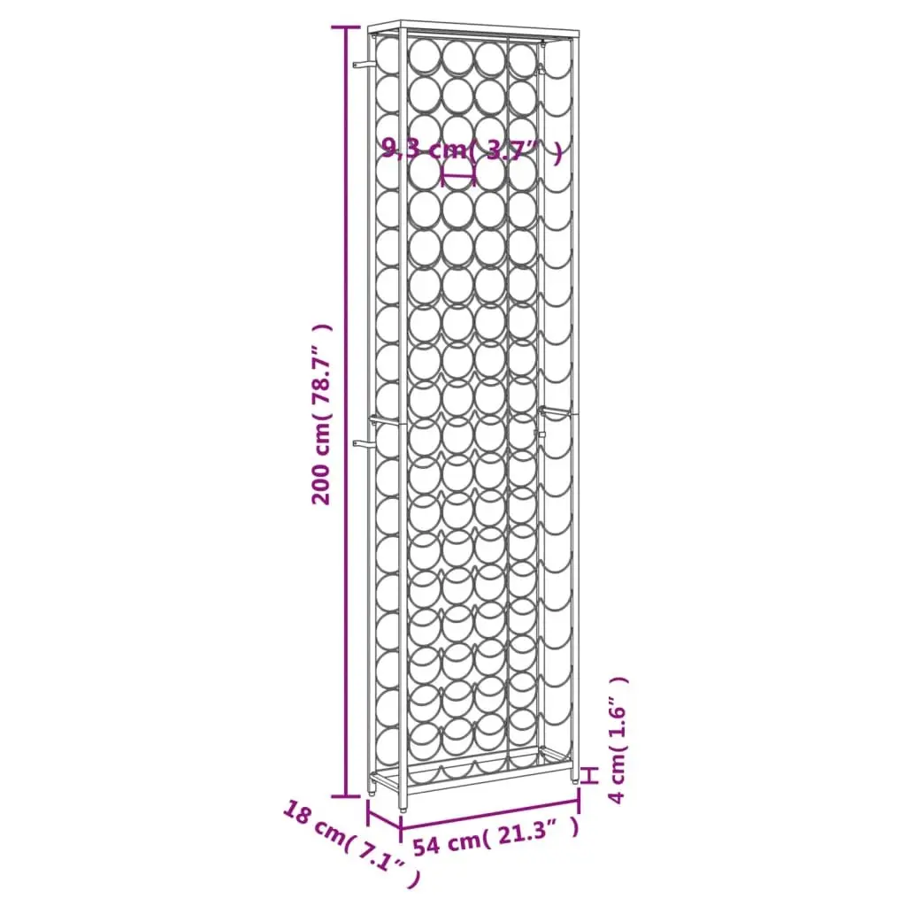 Black Wrought Iron Wine Rack for 95 Bottles