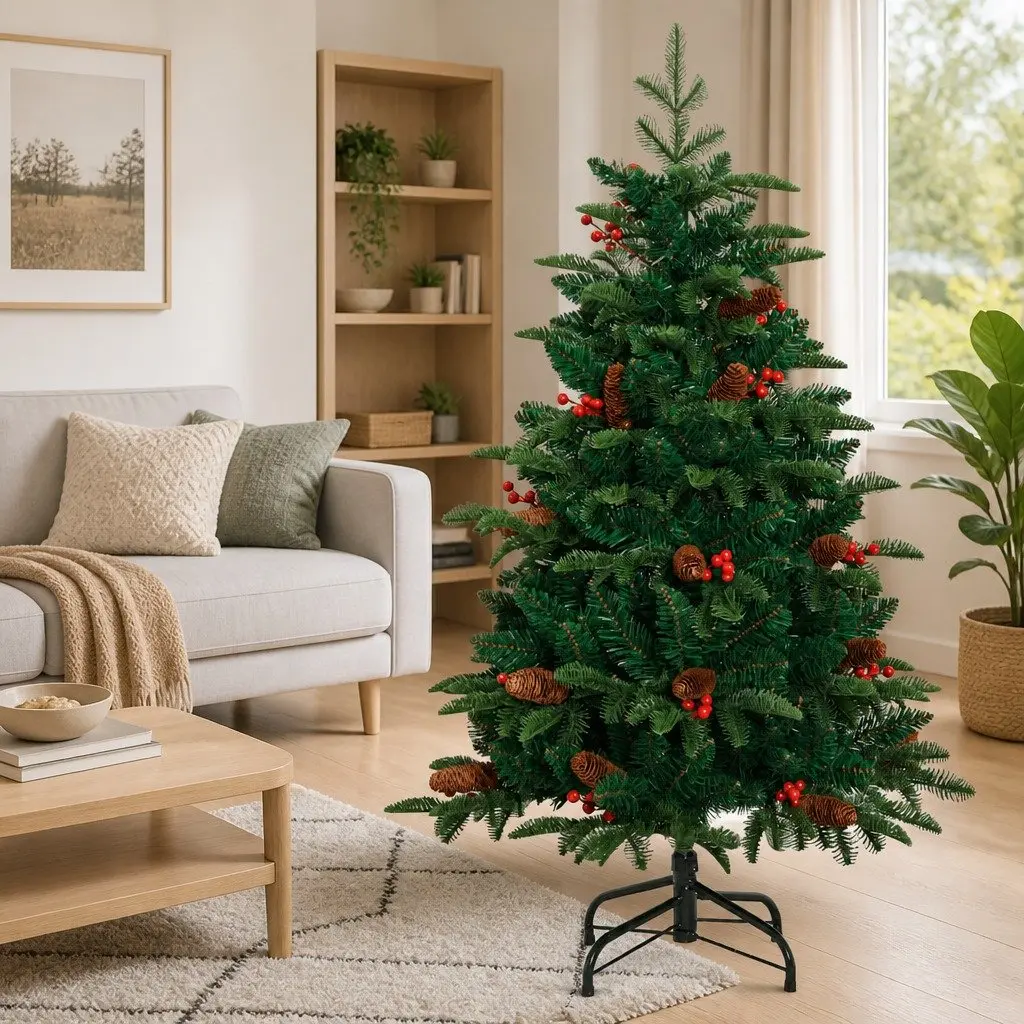 120cm Hinged Artificial Christmas Tree with Decor