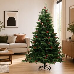 Sturdy 180cm Green Artificial Christmas Tree with Cones