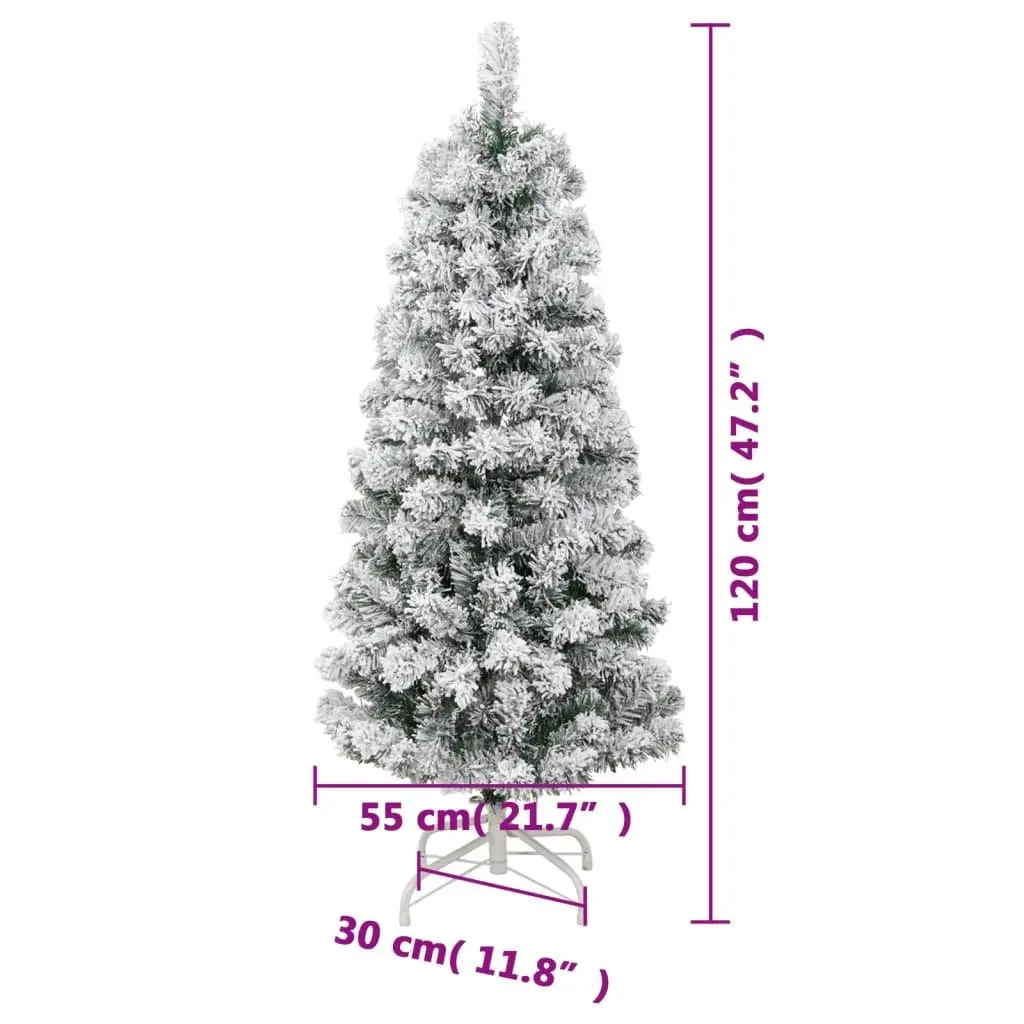 120cm White Flocked Christmas Tree with Hinged Branches