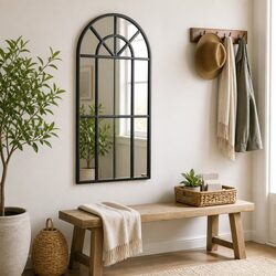Black Arch Iron Frame Wall Mirror 30x60 cm for Home