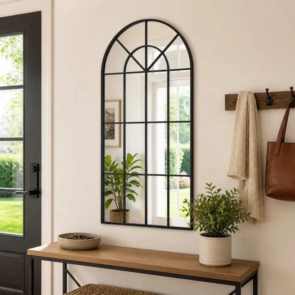 Wall Mirror Iron Frame 50x100 cm Black Minimalist Home Decor