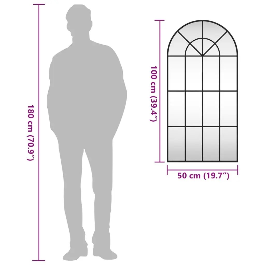 Wall Mirror Iron Frame 50x100 cm Black Minimalist Home Decor
