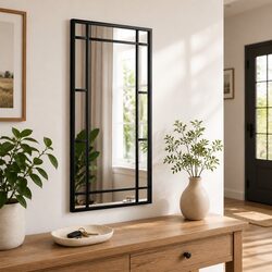 Sturdy Black Rectangle Wall Mirror 30x60 cm Iron Frame