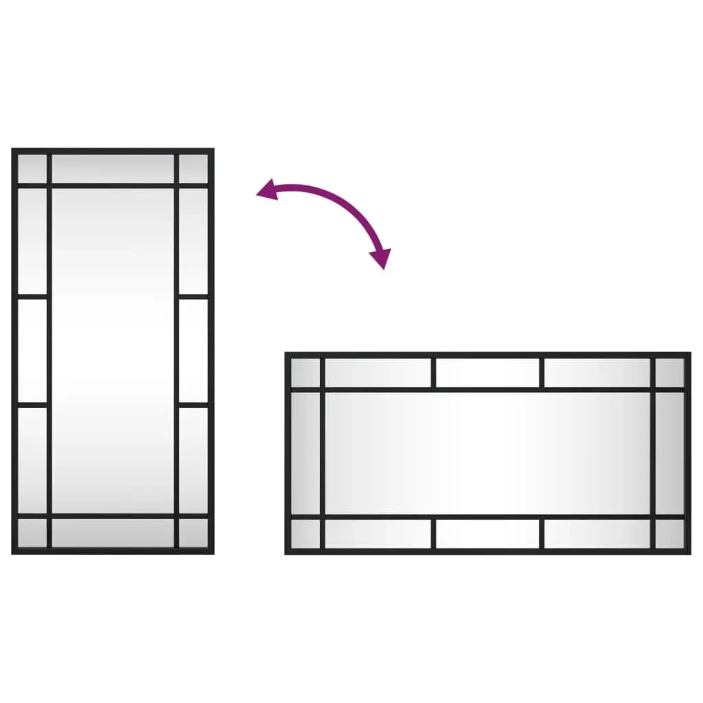 Black Rectangle Wall Mirror 30x60 cm Iron Frame