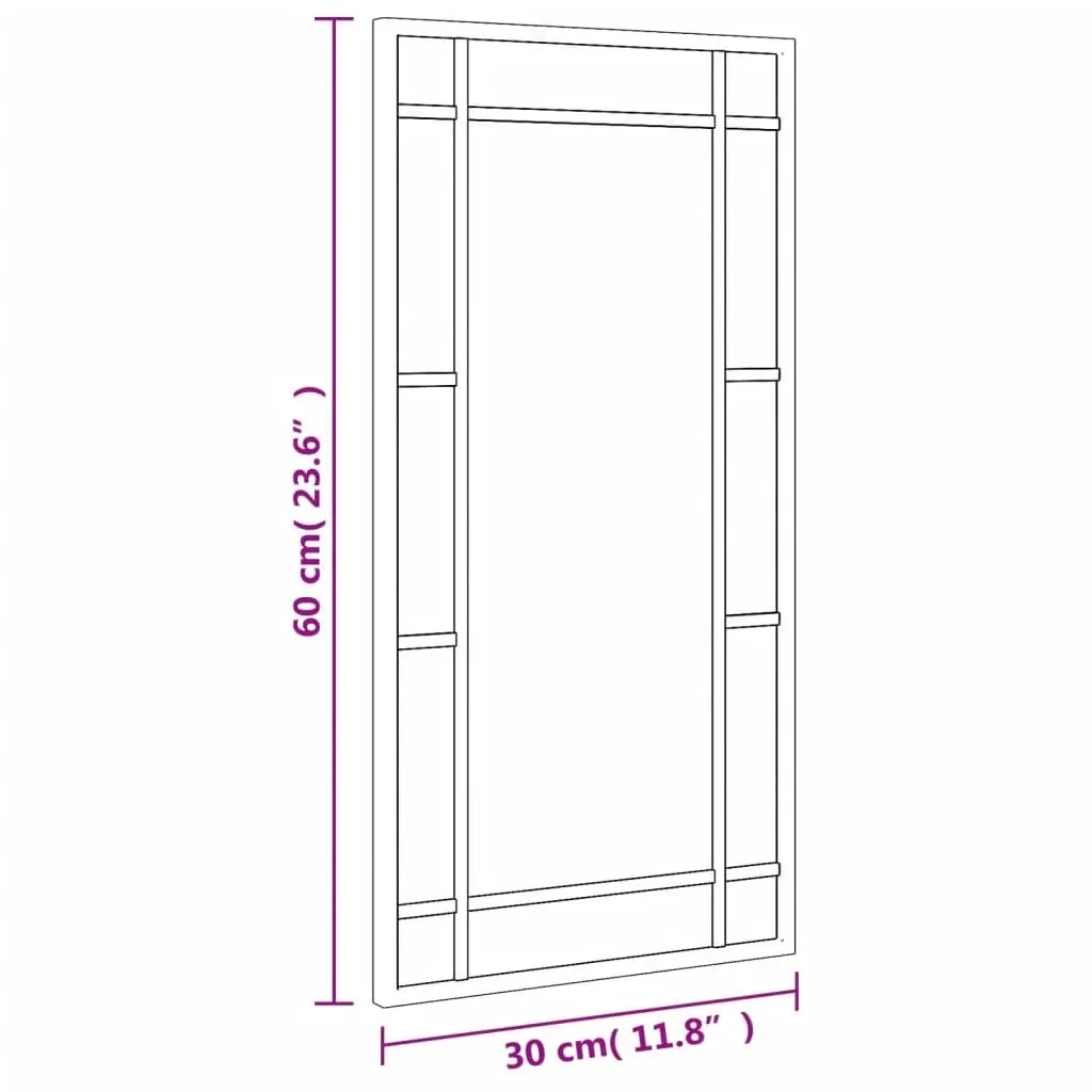 Black Rectangle Wall Mirror 30x60 cm Iron Frame