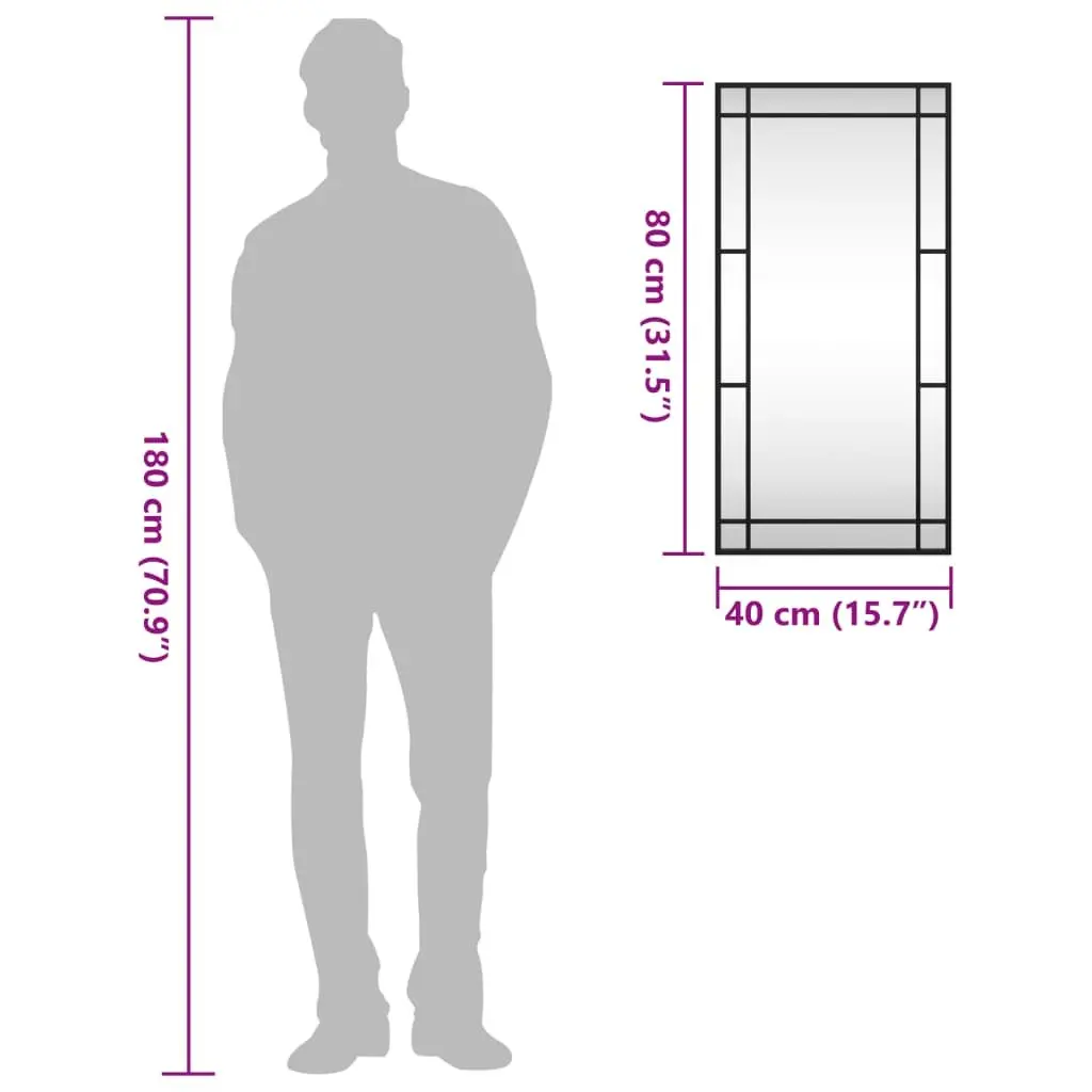 Black Rectangle Wall Mirror 40x80cm with Iron Frame
