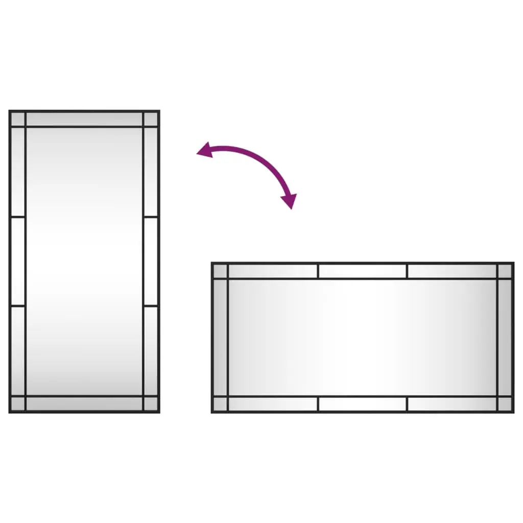 Rectangle Black Wall Mirror 50x100 cm with Iron Frame