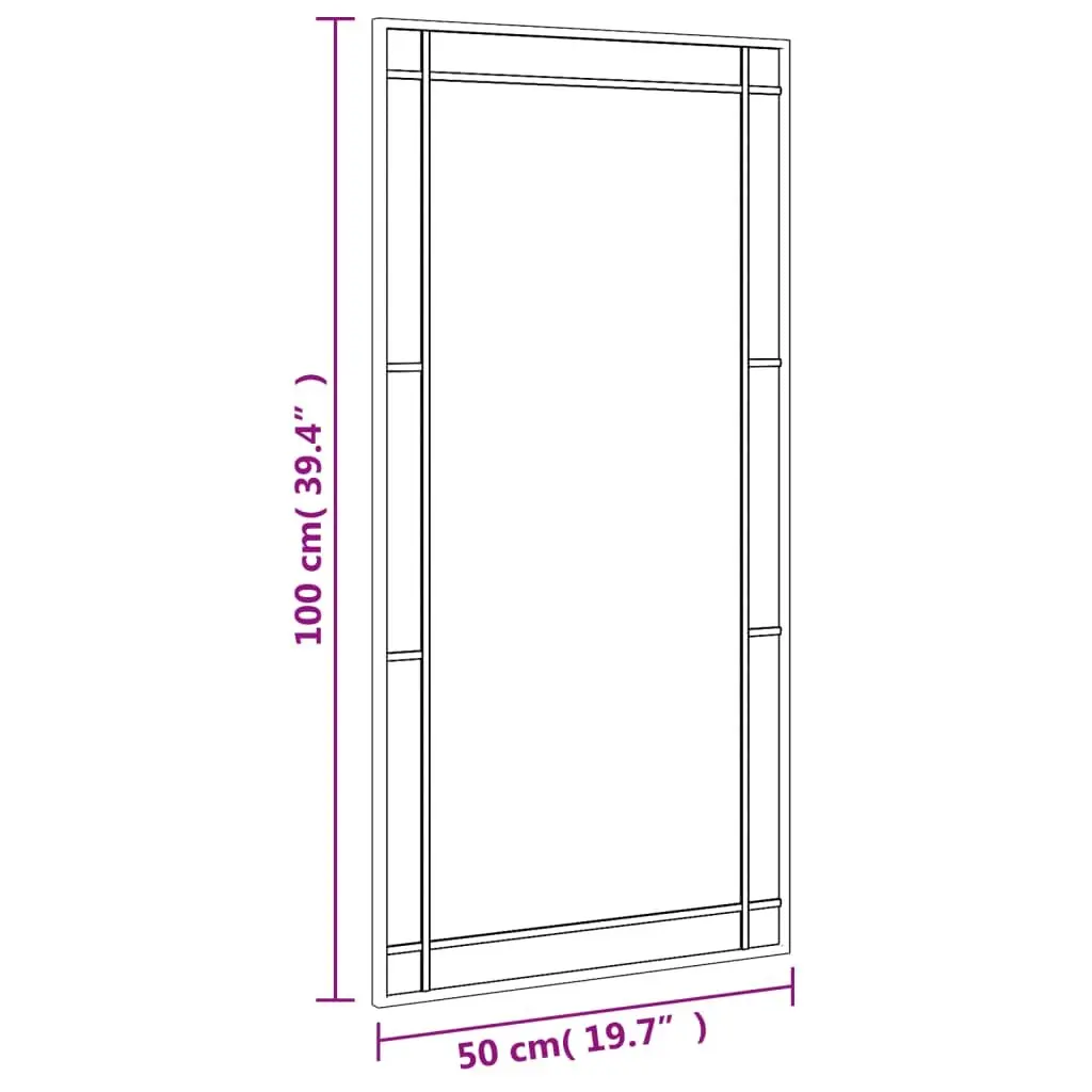 Rectangle Black Wall Mirror 50x100 cm with Iron Frame