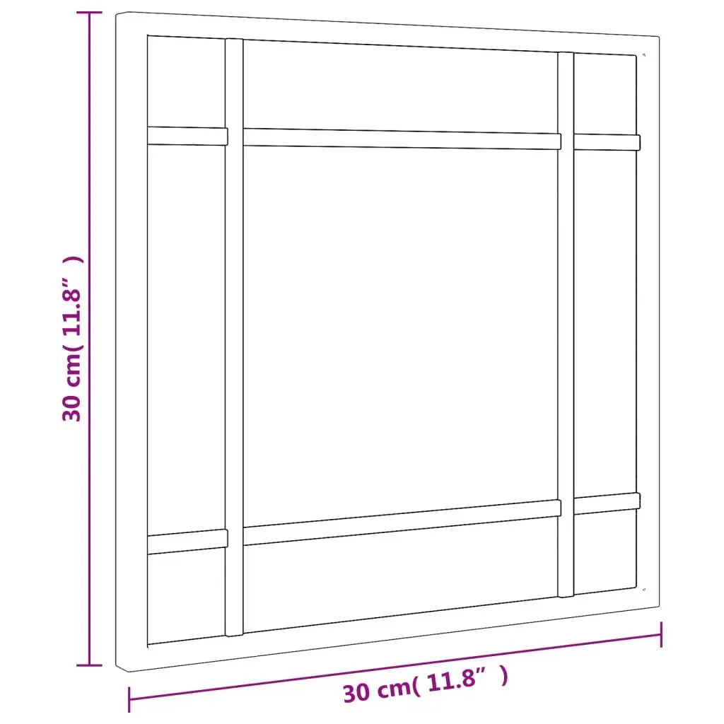 Square Wall Mirror Black 30x30 cm Minimalist Home Decor Hanging Bathroom Bedroom