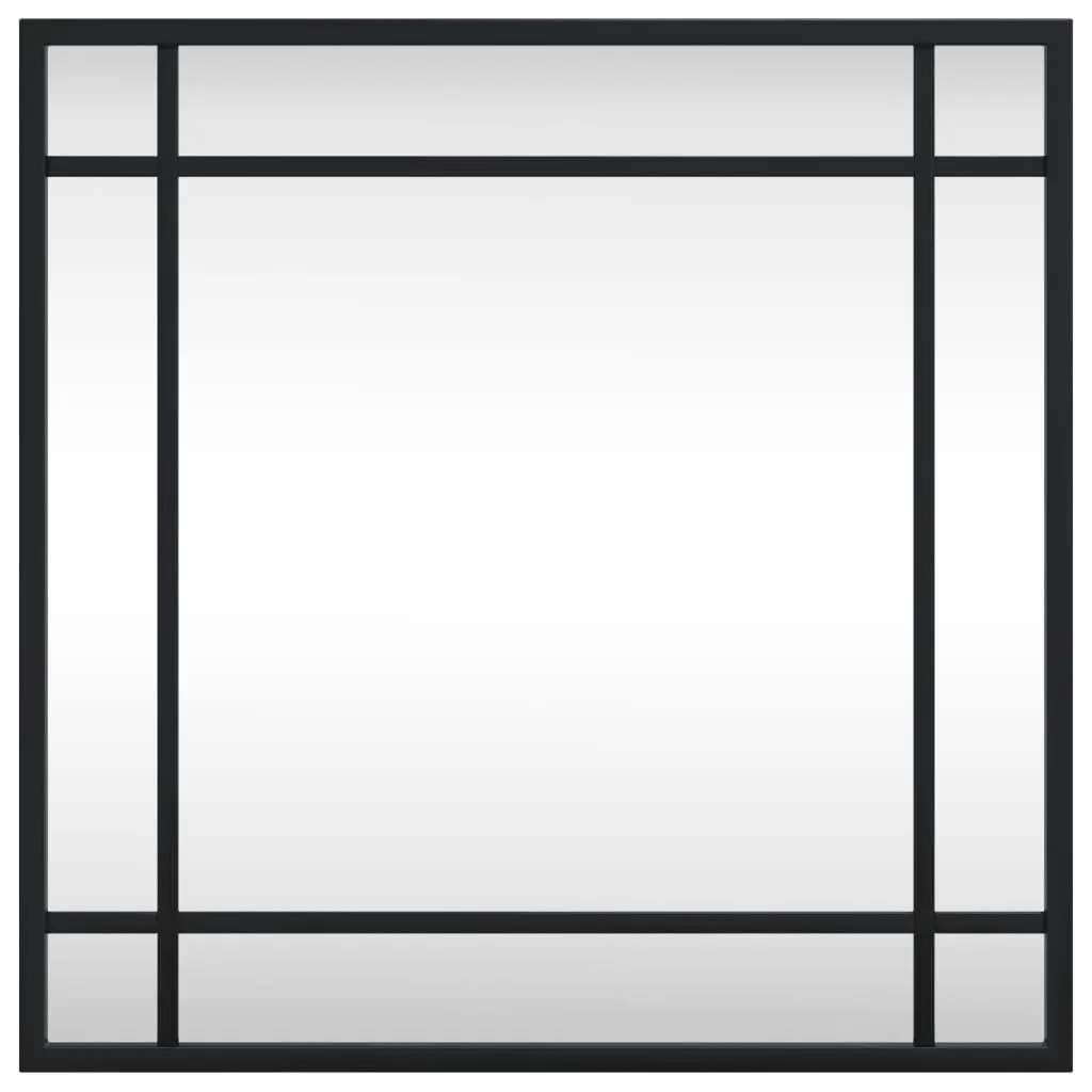 Black Square Wall Mirror 40x40 cm Iron Frame for Home