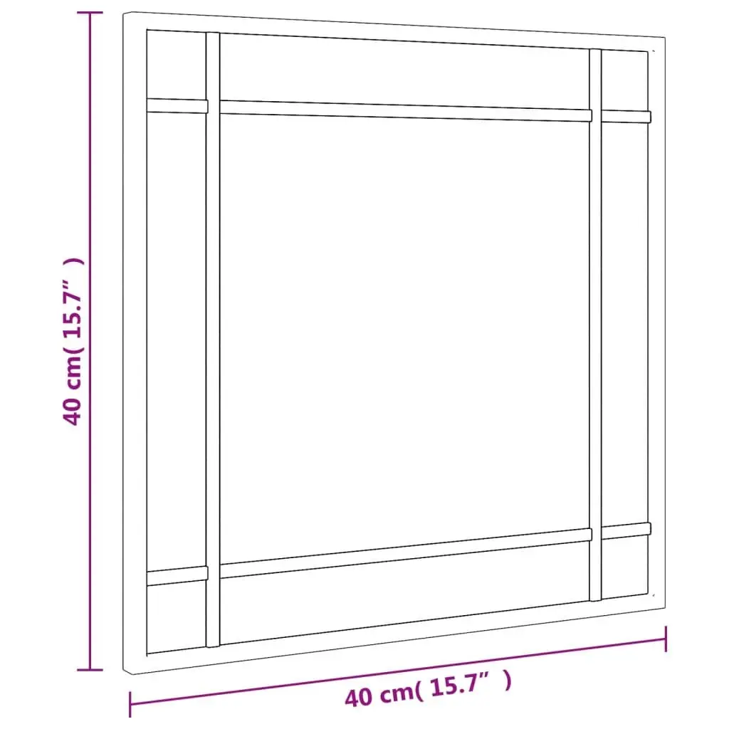 Black Square Wall Mirror 40x40 cm Iron Frame for Home