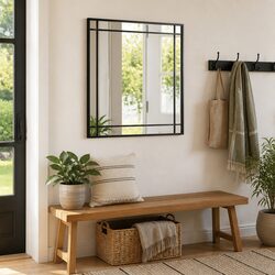 Square Black Wall Mirror 50x50 cm with Iron Frame