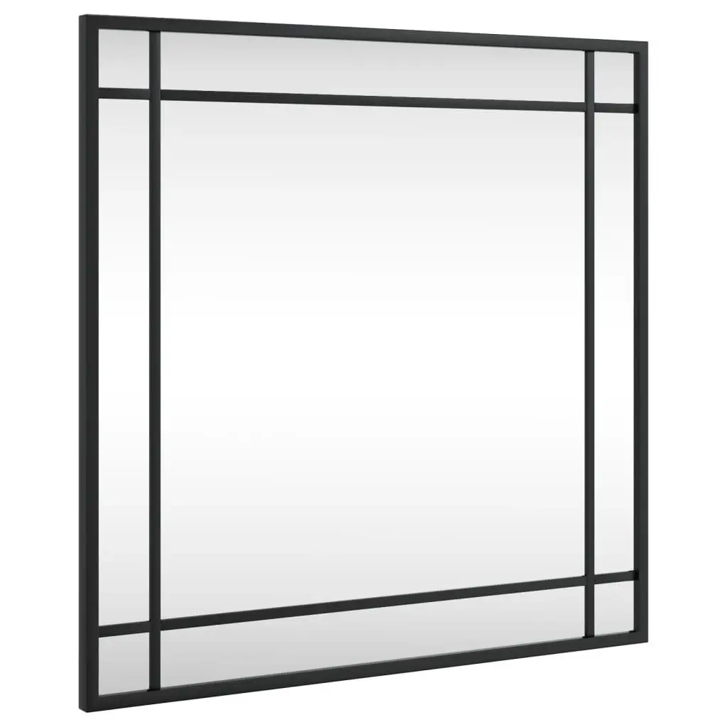 Square Black Wall Mirror 50x50 cm with Iron Frame