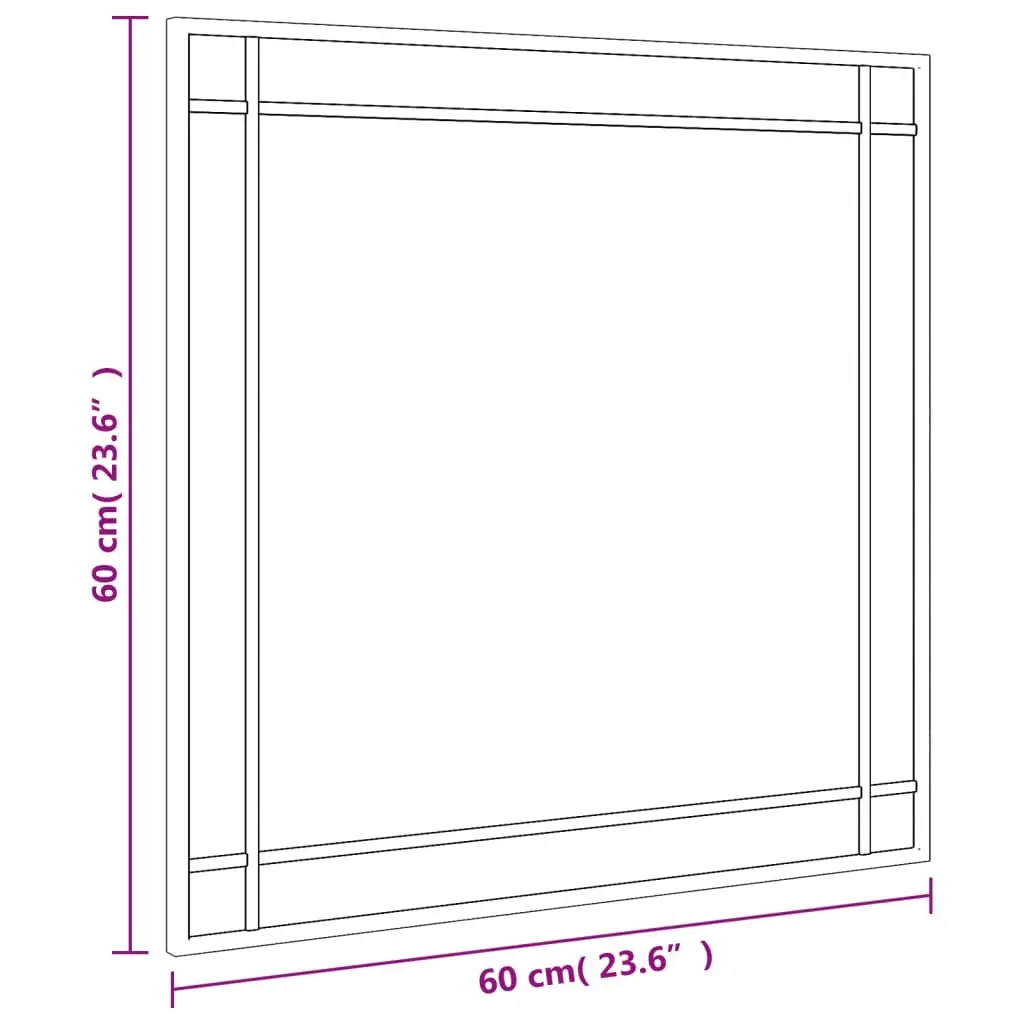 Square Black Wall Mirror 60x60cm with Iron Frame