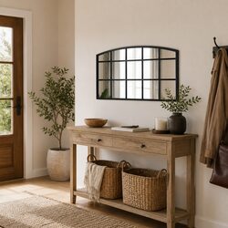 Black Arch Wall Mirror 60x30 cm with Durable Iron Frame