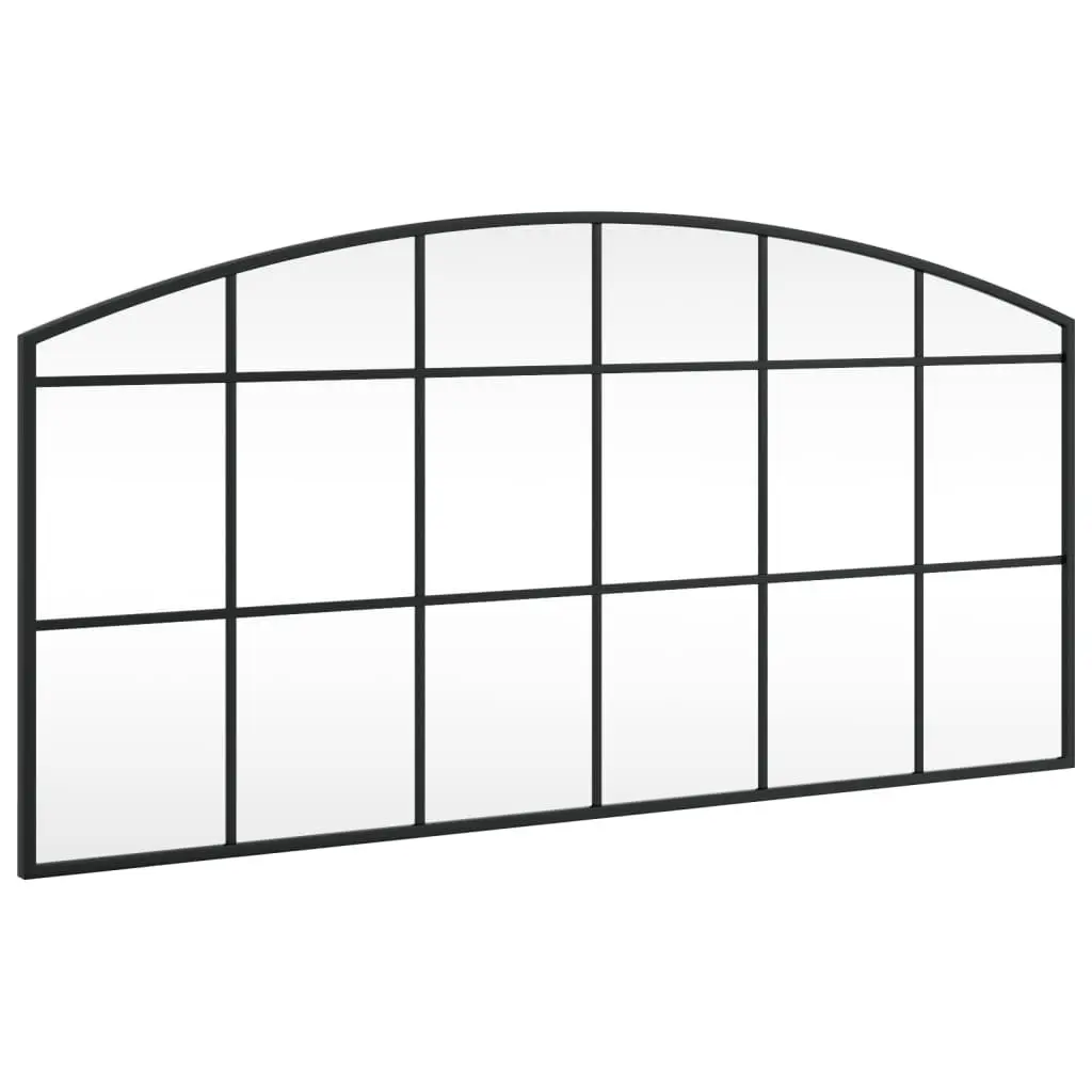 Black Arch Iron Frame Wall Mirror 100x50 cm