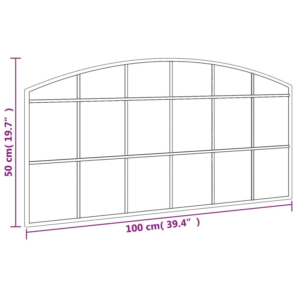Black Arch Iron Frame Wall Mirror 100x50 cm