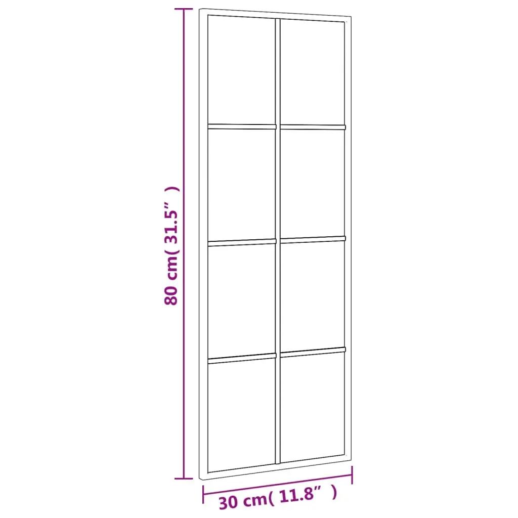 Wall Mirror Rectangle Black 30x80cm Minimalist Home Decor Glass Bathroom Bedroom