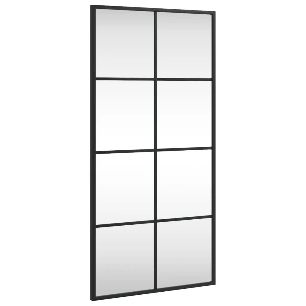 Black Wall Mirror with Minimalist Iron Frame, 40x80 cm