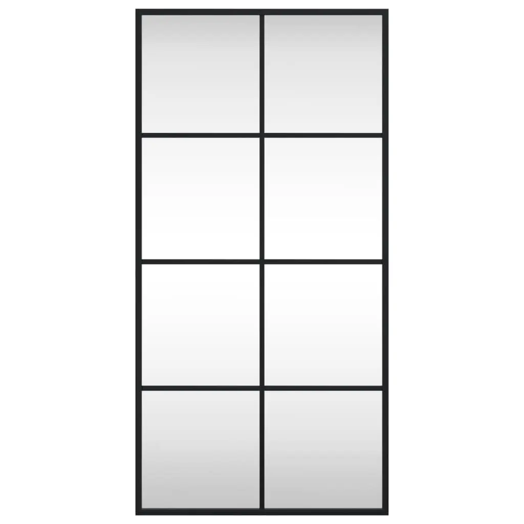 Black Wall Mirror with Minimalist Iron Frame, 40x80 cm