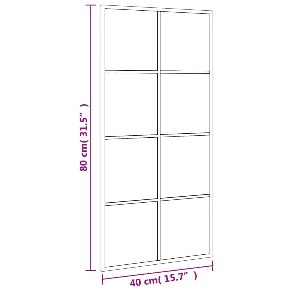 Black Wall Mirror with Minimalist Iron Frame, 40x80 cm