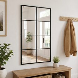 Wall Mirror Rectangle Black 50x80 cm Iron Frame Minimalist Home Decor Hanging