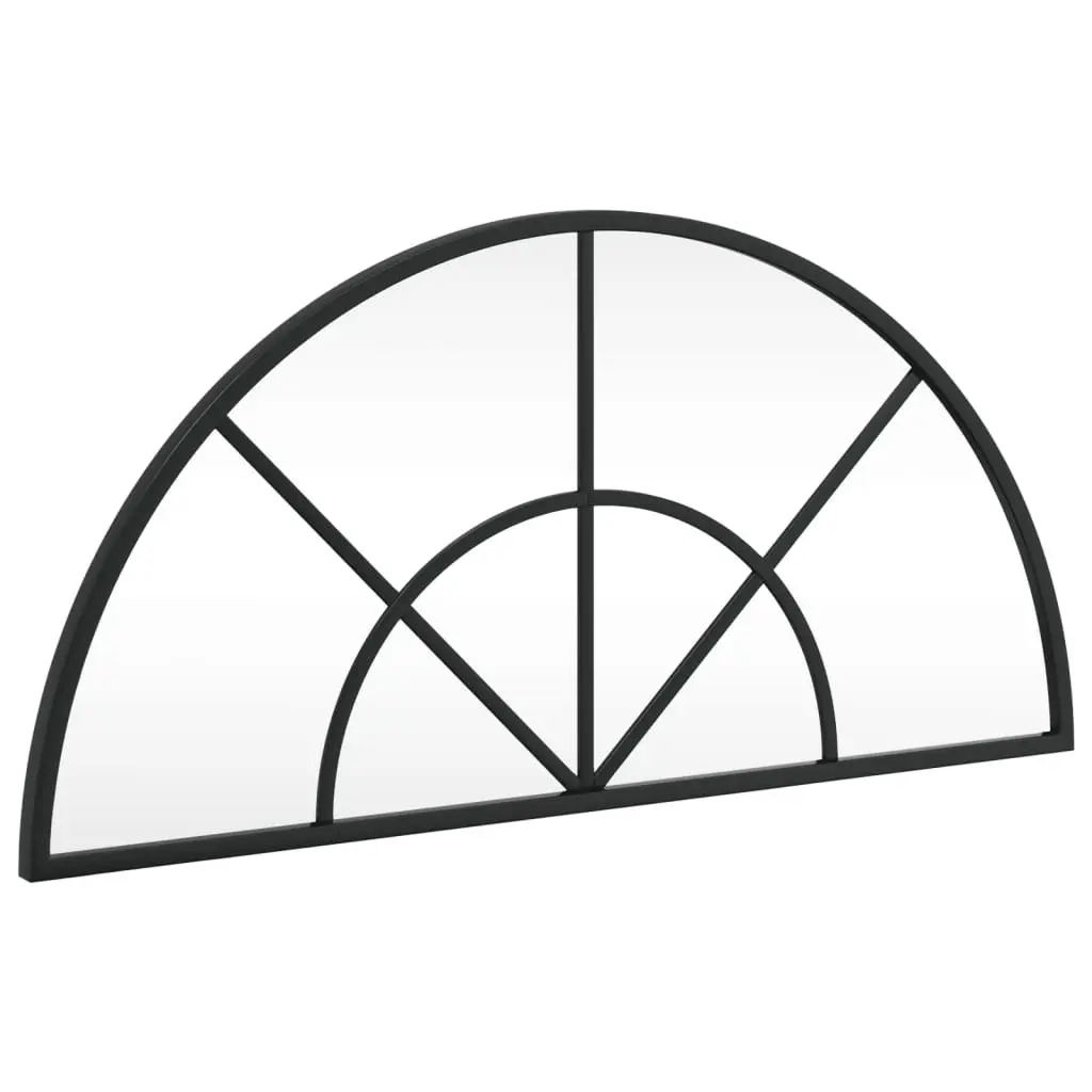 Wall Mirror Black Arch Iron Frame 60x30 cm Minimalist Home Decor Hanging