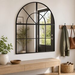 Black Arch Iron Frame Wall Mirror 80x40 cm