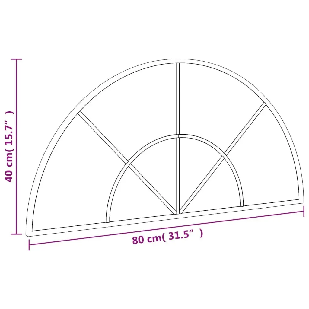 Black Arch Iron Frame Wall Mirror 80x40 cm