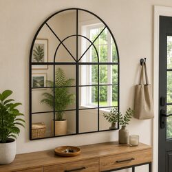 Elegant Black Arch Wall Mirror with Iron Frame 100x50 cm