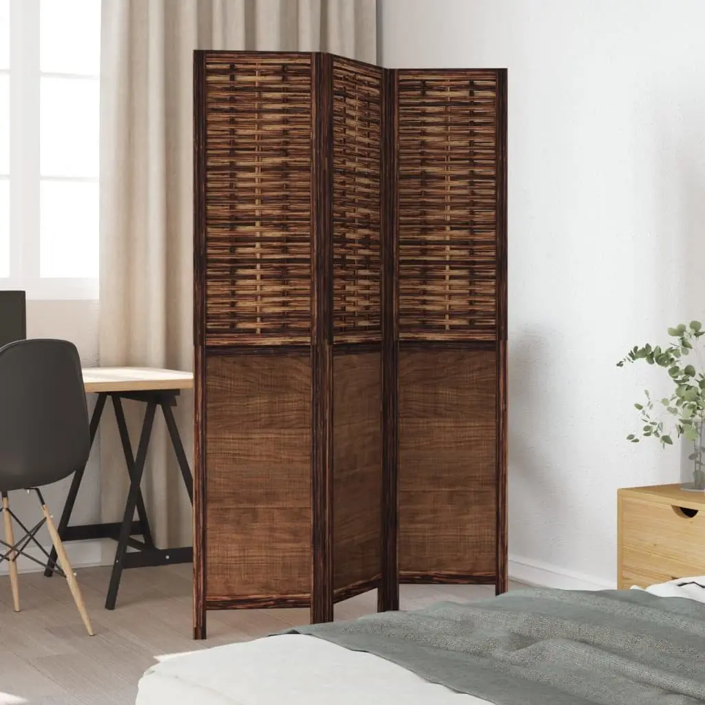 Dark Brown 3-Panel Room Divider Folding Screen