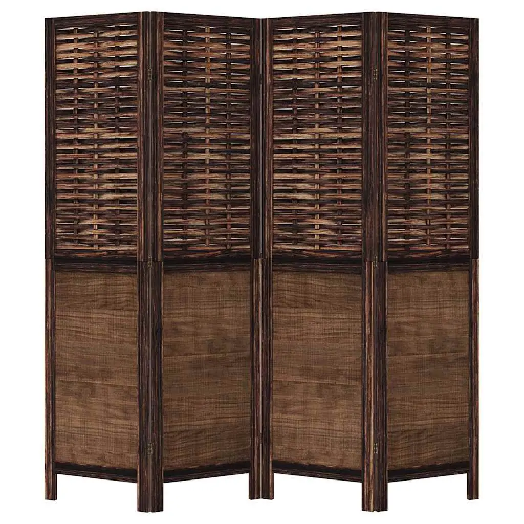 Dark Brown Folding Room Divider with Four Panels