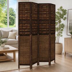 Premium 4-Panel Folding Privacy Screen in Dark Brown