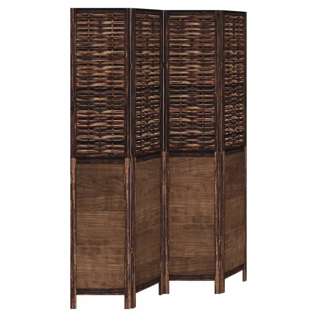 4-Panel Folding Privacy Screen in Dark Brown