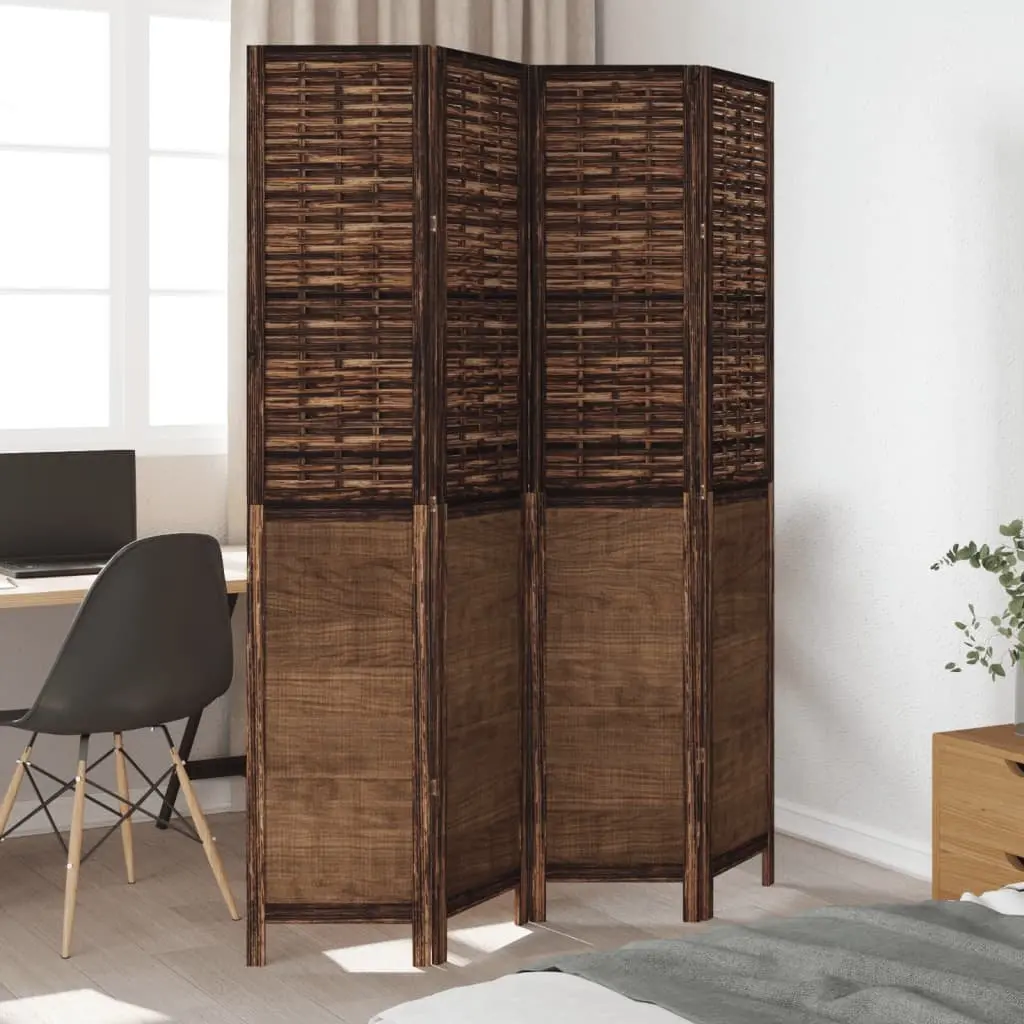 4-Panel Folding Privacy Screen in Dark Brown
