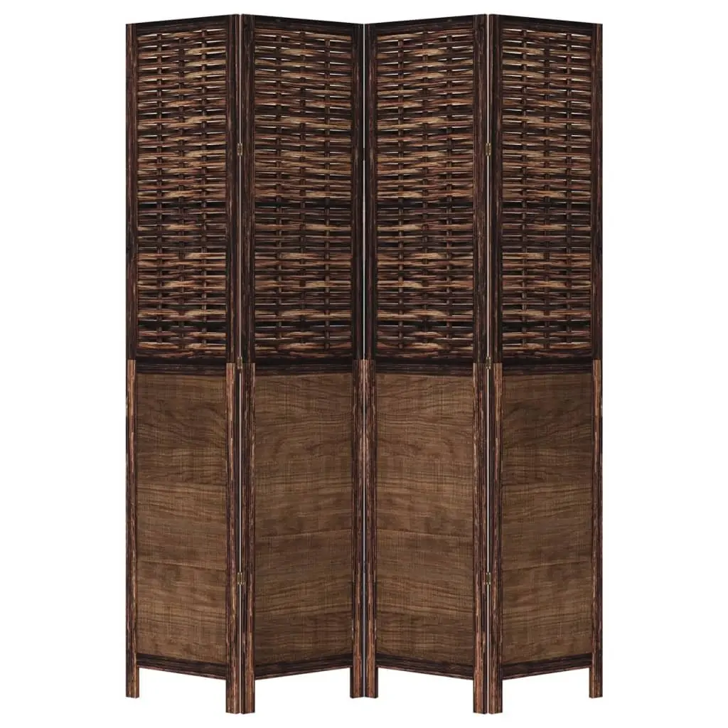 4-Panel Folding Privacy Screen in Dark Brown