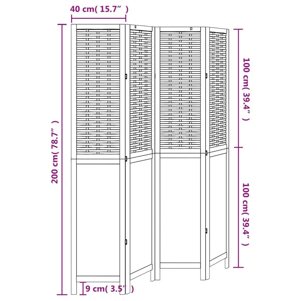 4-Panel Folding Privacy Screen in Dark Brown