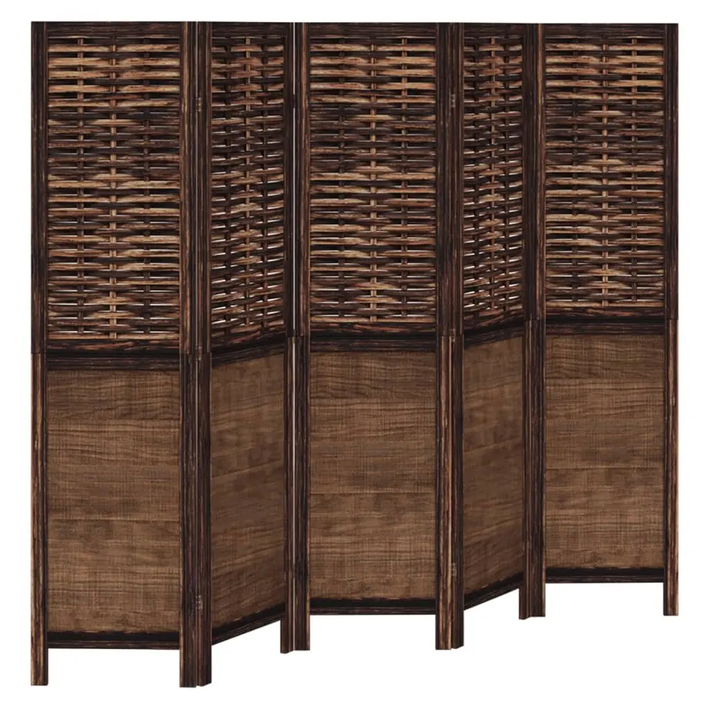 5-Panel Brown Folding Room Divider for Privacy