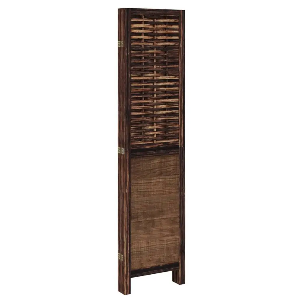 5-Panel Brown Folding Room Divider for Privacy