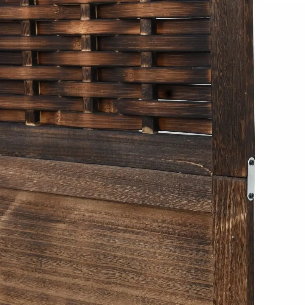 Brown Solid Wood Folding Privacy Screen with 5 Panels