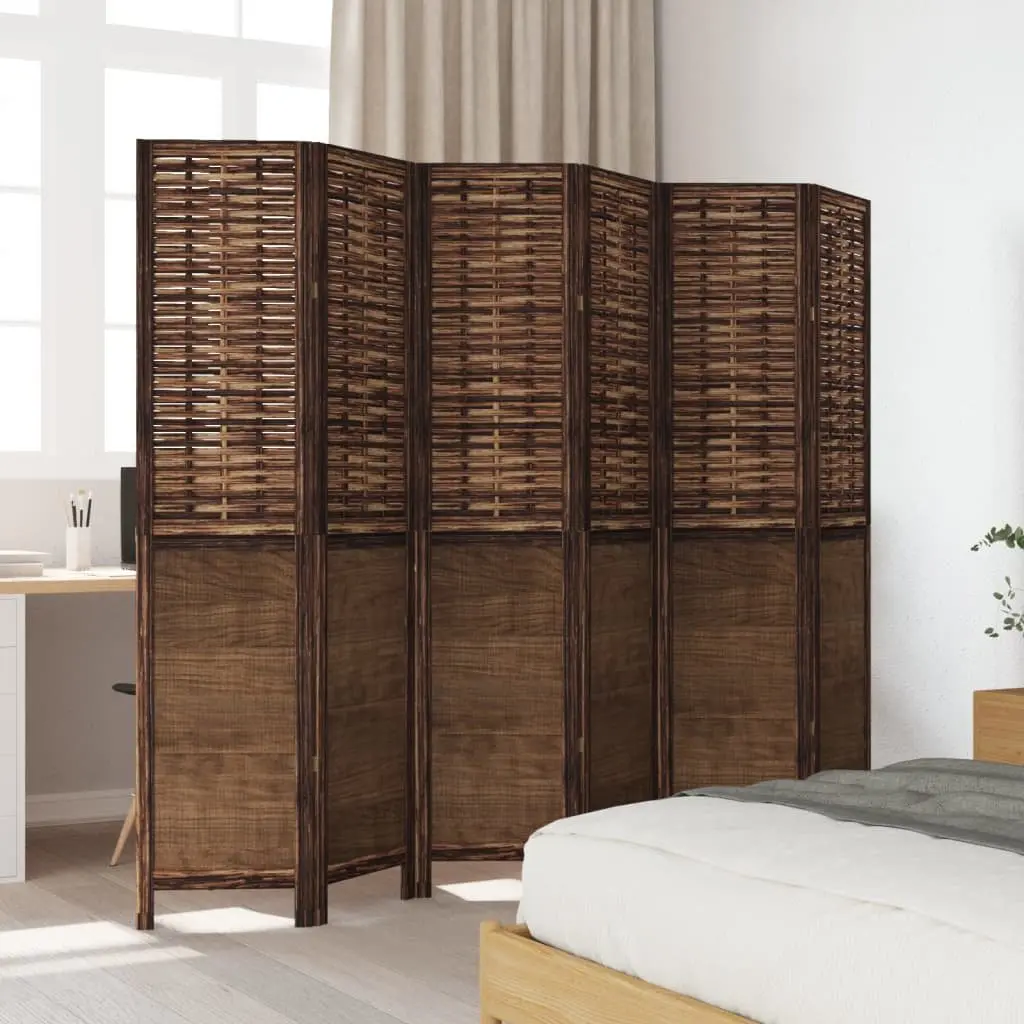 Solid Wood Room Divider with 6 Folding Panels
