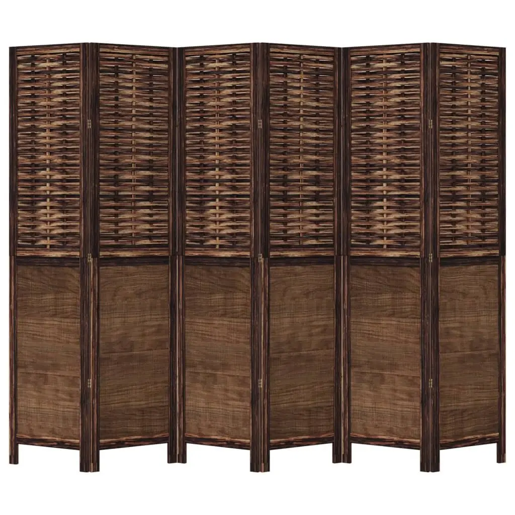 Solid Wood Room Divider with 6 Folding Panels