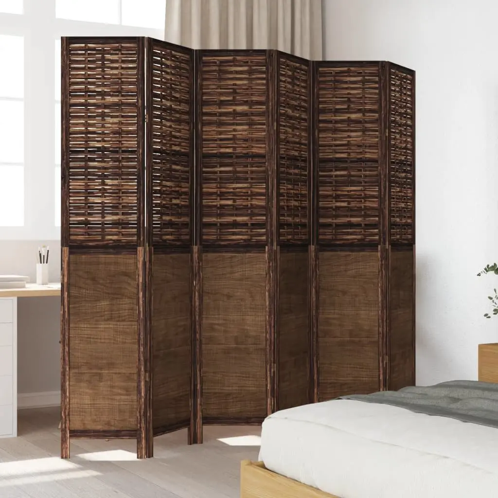 6-Panel Dark Brown Folding Room Divider