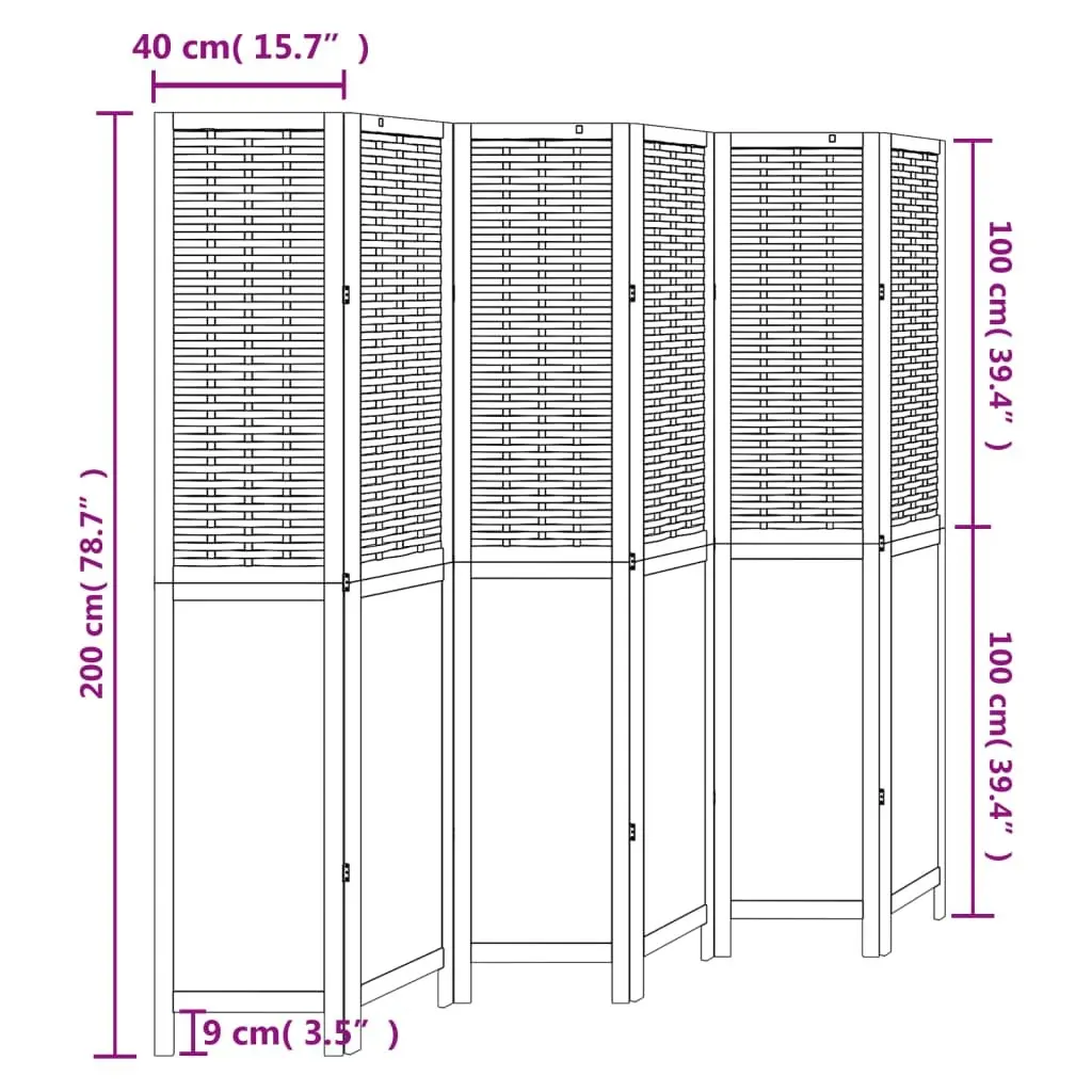 6-Panel Dark Brown Folding Room Divider