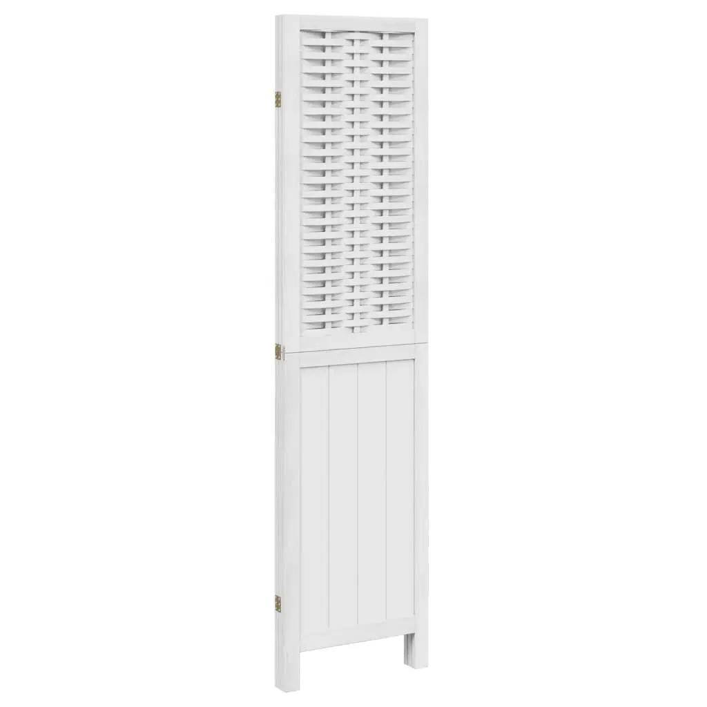 Room Divider Natural Bamboo Engineered Wood 3 Panels White Folding Privacy Screen