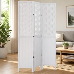 White Folding Privacy Screen with 3 Panels for Indoor Use