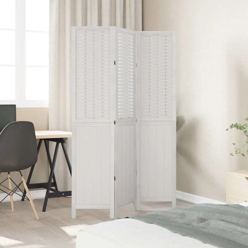White Folding Privacy Screen with 3 Panels for Indoor Use