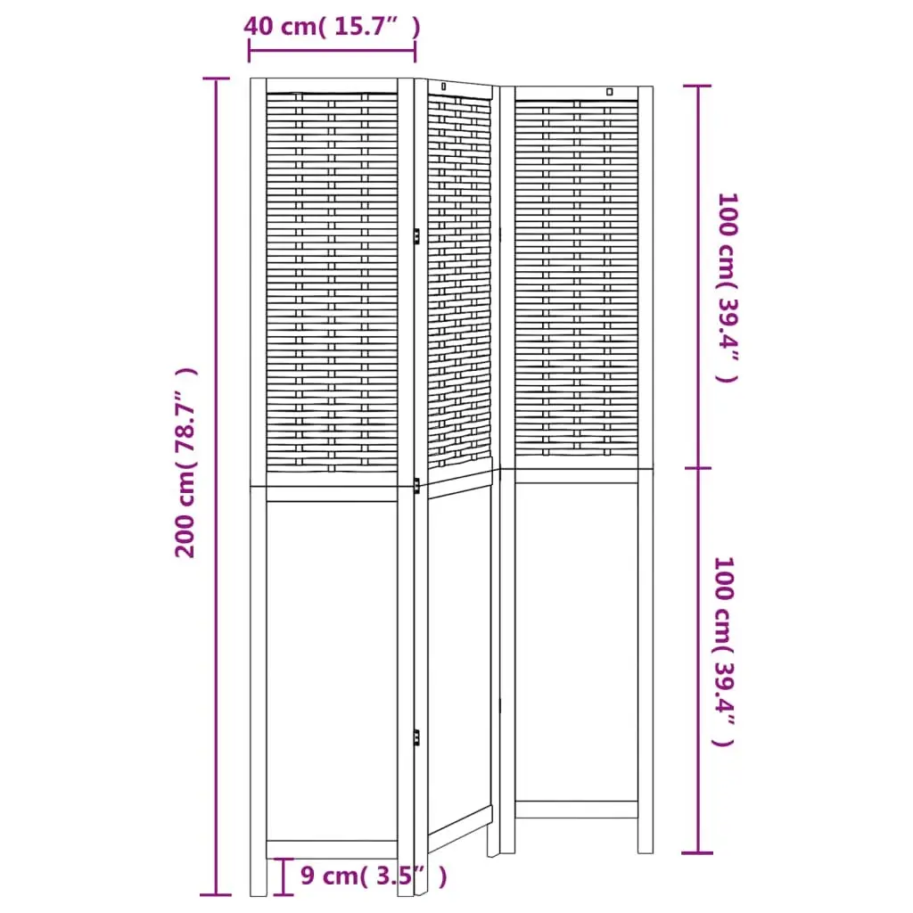 3-Panel White Folding Room Divider for Privacy