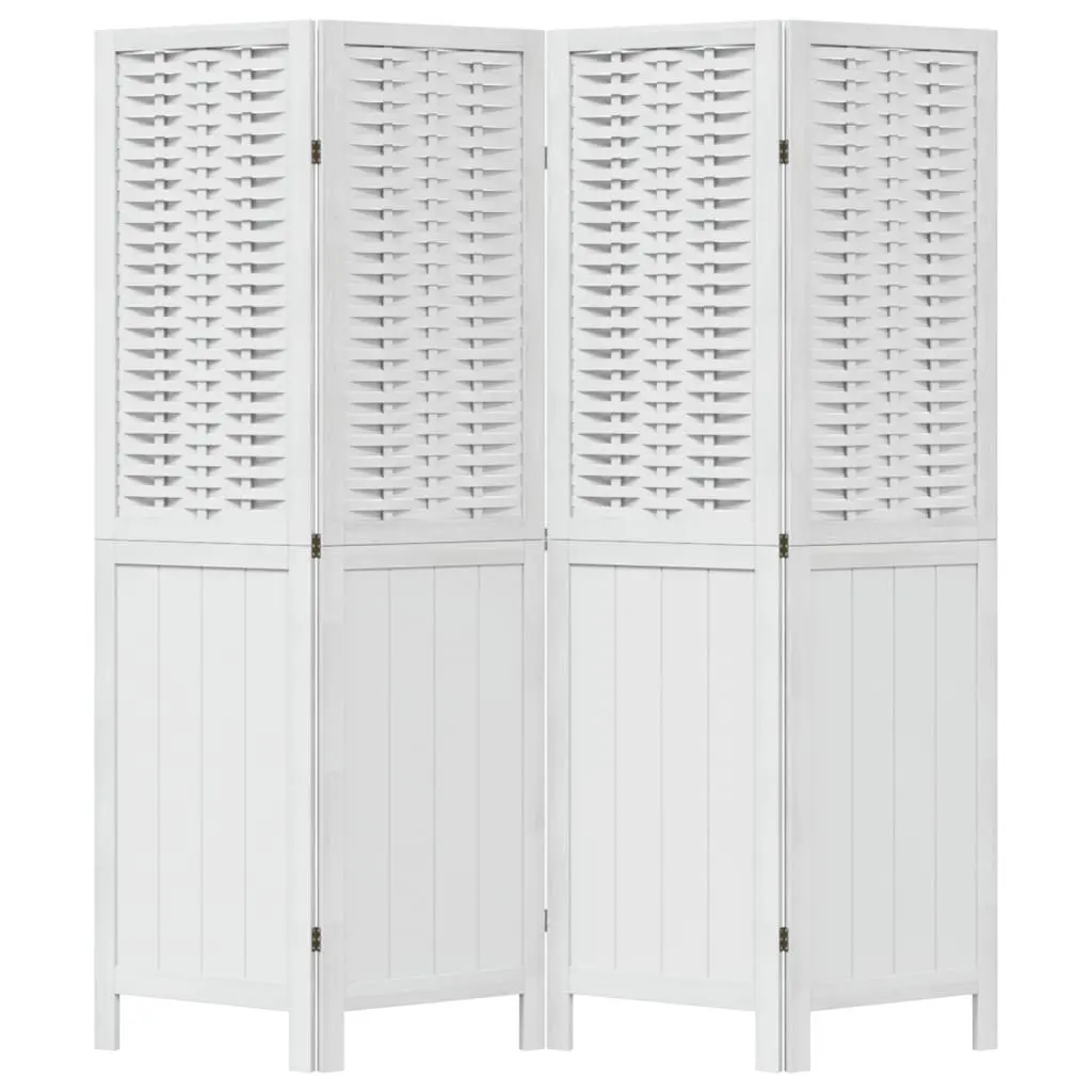 4-Panel White Folding Screen Room Divider